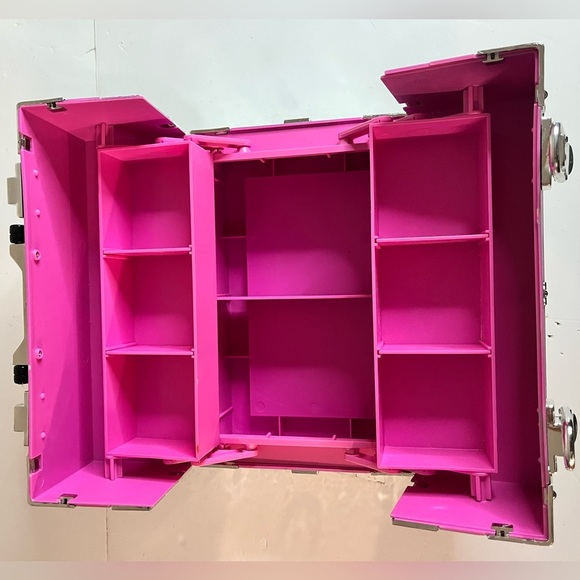 Pink & Silver Makeup Train Case with Multiple Compartments – Portable Organizer - Picture 2 of 16